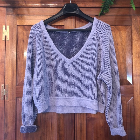 Free People Sweaters - Free People Purple Crop Sweater Hug Low Knit